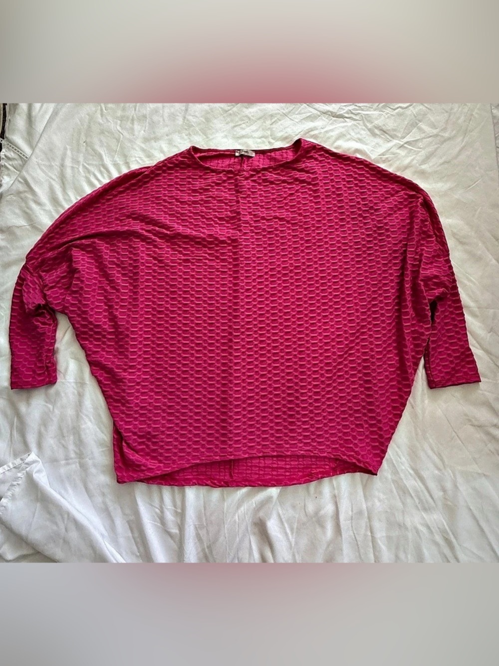 JodifL Textured Short Sleeve Top in Pink